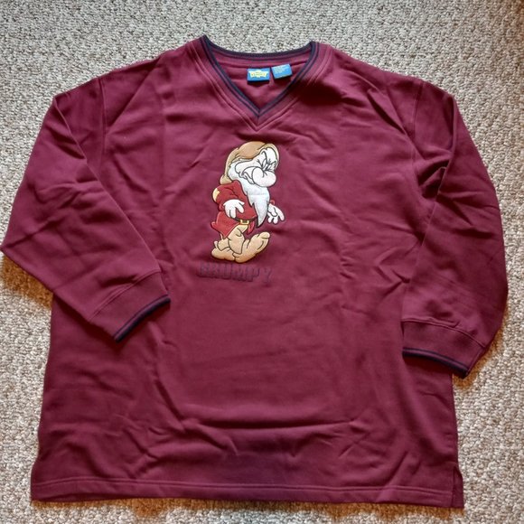 Disney Classics Grumpy XL Women's Sweatshirt 3/4 Sleeves Burgundy Red New - Picture 14 of 14